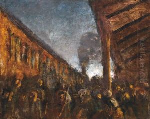 At The Train Station by Laszlo Mednyanszky
