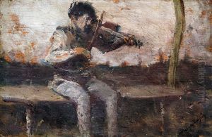 Boy Playing The Violin by Laszlo Mednyanszky
