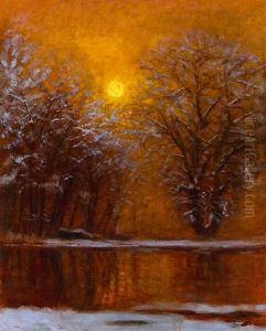 Riverbank In The Evening (winter) by Laszlo Mednyanszky