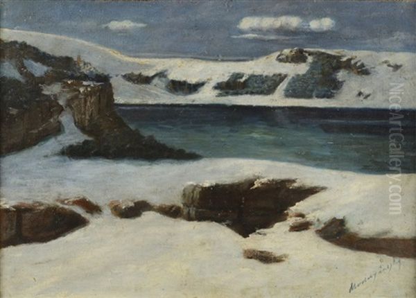 A Mountain Lake In Winter - view 1