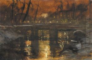 Lights At Night / Night Fire by Laszlo Mednyanszky