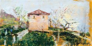 House On The Hillside by Laszlo Mednyanszky
