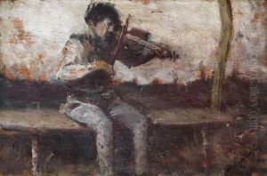 Boy With A Violin by Laszlo Mednyanszky