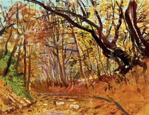 Sunlit Autumn Forest by Laszlo Mednyanszky