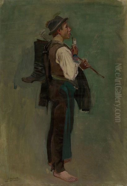 Young Man With Pipe - view 1
