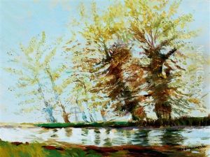 Riverbank In Spring by Laszlo Mednyanszky