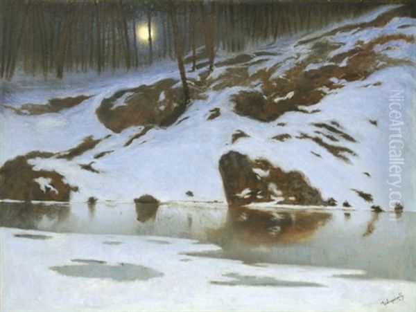 Moonlit Winter Landscape - view 1