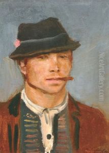 Smoking Boy Wearing A Hat