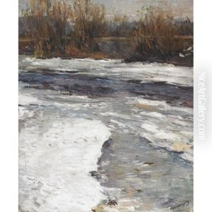 A Snow Covered Stream by Laszlo Mednyanszky