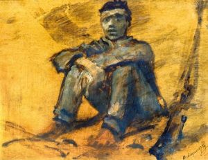 Resting Soldier (+ Prostrated Soldier, Verso) by Laszlo Mednyanszky