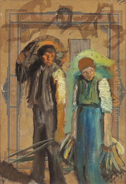 Mann Und Frau Kehren Heim - view 1