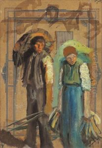Mann Und Frau Kehren Heim by Laszlo Mednyanszky