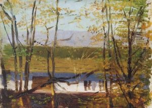 Feher Falu Haziko Fak Kozott (white-walled Cottage Amongst Trees) by Laszlo Mednyanszky