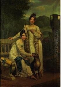 Portrait De Mesdemoiselles De Balleroy by Rene Theodore Berthon