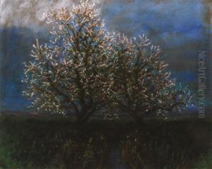 Viragzo Gyumolcsfak (blossoming Trees) by Laszlo Mednyanszky