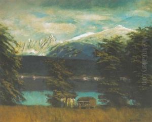 Tengerszem Havas Hegycsucsokkal (lakelet With Snowy Peaks) by Laszlo Mednyanszky