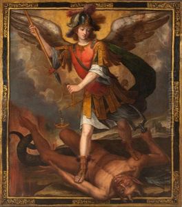 Arcangel San Miguel Con Marco Fingido by Angelino Medoro