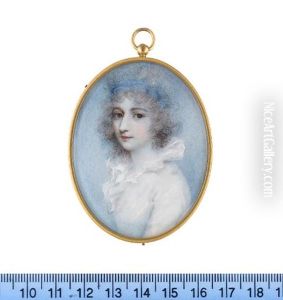 Ladies (sisters?), Both Wearing White Dresses With Frilled Collars, One With Frilled Trim To Her Shoulder, Their Powdered Hair Dressed With Blue Bandeaux (2 Works)
