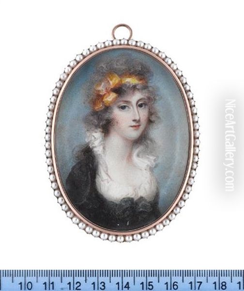 Lady Susan Carbery, Wearing Black Dress, White Chemise, A Yellow Bandeau In Her Powdered Hair - view 1