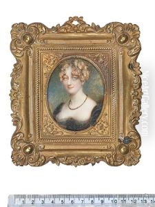 A Lady, Wearing Black Dress And Onyx Necklace, Her Hair Upswept And Curled