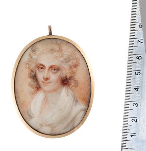 A Lady, Wearing White Dress And Fichu, Powdered Wig - view 1