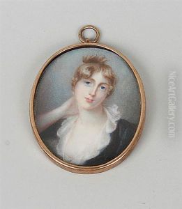 Mrs. Halliday, Wearing Black Dress With Frilled White Collar, Her Right Hand Behind Her Neck Mrs. Halliday, Wearing Black Dress With Frilled White Collar, Her Right Hand Behind Her Neck