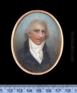 A Gentleman, Wearing Blue Coat With Black Collar, White Waistcoat And Cravat by Anne Mee