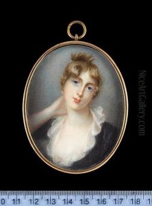 Mrs Halliday, Wearing Black Dress With Frilled White Collar, Her Right Hand Behind Her Neck