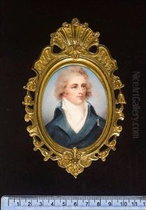 A Gentleman Wearing Blue Coat, White Waistcoat And Cravat, His Hair Powdered by Anne Mee