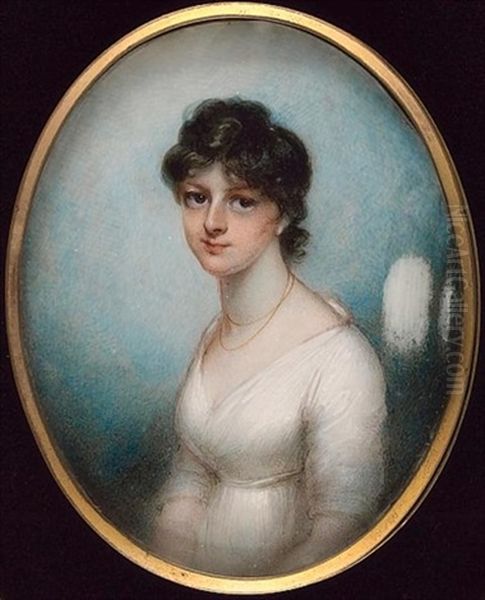 A Lady, Wearing White Dress And Two-strand Gold Necklace - view 1