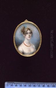 A Lady, Wearing Decollete White Dress And Coral Necklace, Her Blonde Hair Upswept