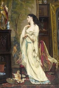 Interior Scene With A Young Lady by Auguste Henry Berthoud