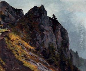 Paysage Alpestre Vers Neuchatel by Auguste Henry Berthoud