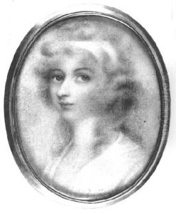 Lady In Decollete White Dress And Bandeau In Her Powdered Hair