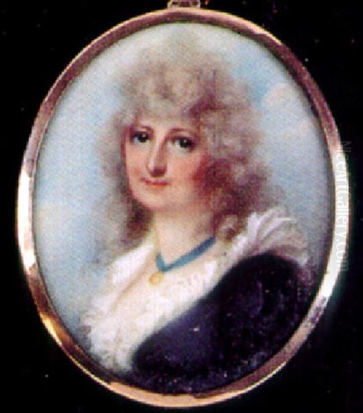 Portrait Of A Lady In Black Dress With White Frilled Neckline - view 1