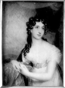 Portrait Of A Lady In A White Dress With Ornate Gold Belt by Anne Mee