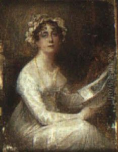 Portrait Of Mrs. Ynyr Burges, Nee Anna Eliza Mee, The Artist's Daughter by Anne Mee