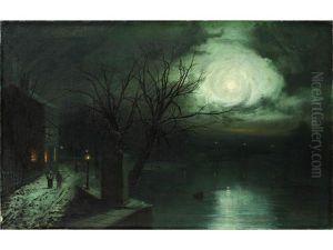 Moonlit Scene Near Cheyney Walk by Walter Linsley Meegan