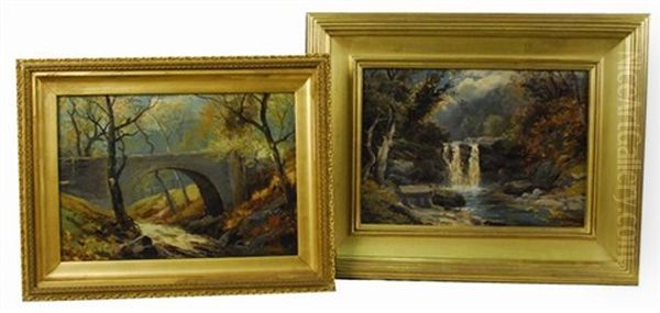 Forest Landscape With Waterfall (+ Landscape With Bridge; 2 Works) - view 1