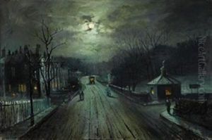 Moonlit Street Scene by Walter Linsley Meegan
