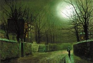 View Of Knostrop Hall In Moonlight by Walter Linsley Meegan