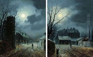 Moonlit Street Scene by Walter Linsley Meegan