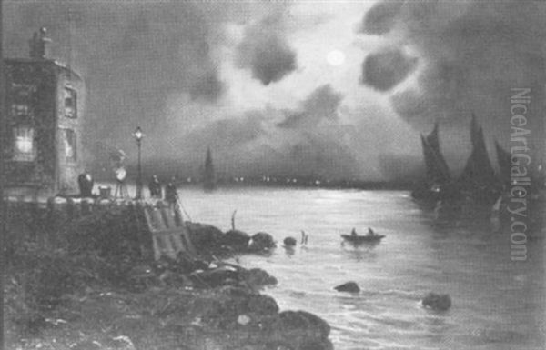 Moonlit Harbour Scene - view 1
