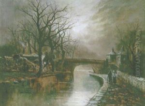 Figures By A Canal In A Moonlight Figures By A Canal In A Moonlight