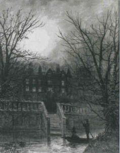 A Moonlit View Of Knostrup Old Hall by Walter Linsley Meegan