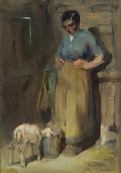 Farmer's Wife With A Young Goat - view 1