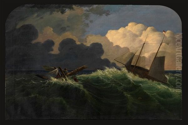 A Two-master Passing By Drowning Figures In Choppy Seas - view 1