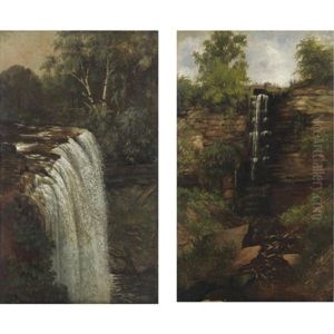 Minnehaha Falls (+ Woodland Falls; Pair) by Joseph Rusling Meeker