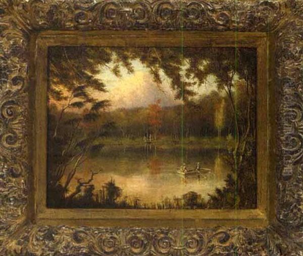 Figures Boating, Early Autumn In Auburn, New York - view 1