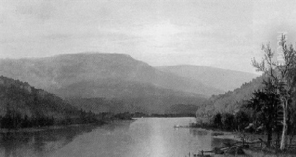 Mississippi River Valley Scape With Settlement - view 1